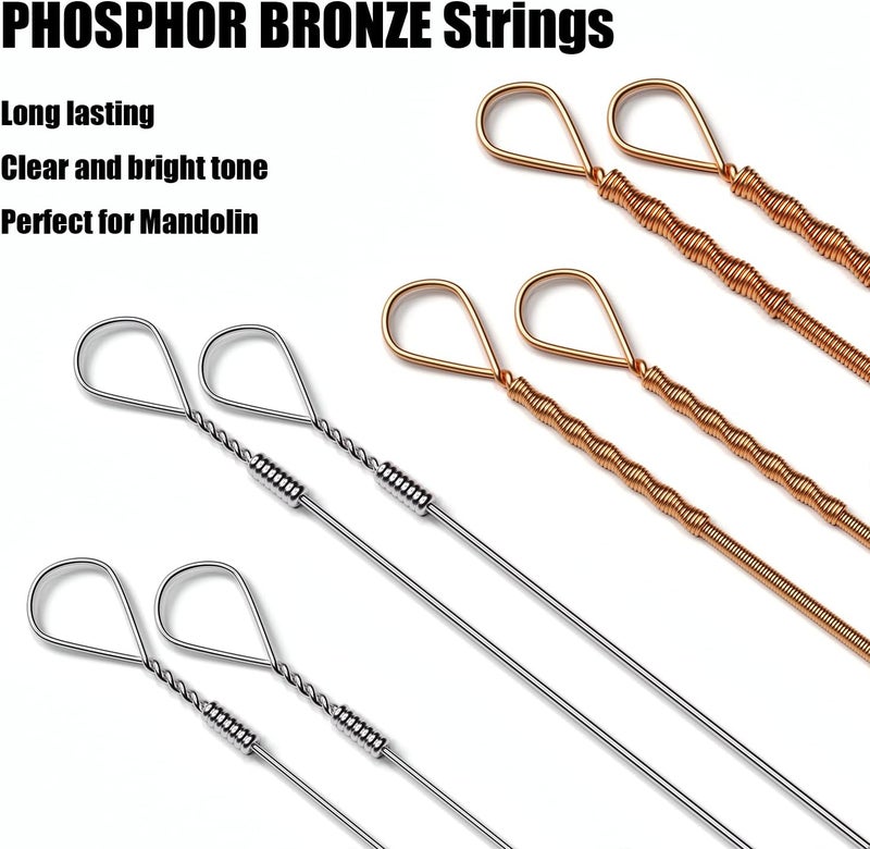 MUSCELL Mandolin Strings, Handmade Phosphor Bronze 8-String Mandolin Strings - 3 Packs Light 10-32 PB-MND-1032 - Image 2